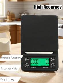 1pc Black High Precision Multi-Function Digital Kitchen Scale, High Accuracy Cooking Scale, Italian Handheld Coffee Scale, Smart Coffee Scale Suitable For Brewing And Drip Coffee, Coffee Scale With Tare Function, LED Display - Multicolor - View 8