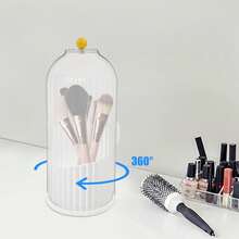 SanBouSi Rotation Makeup Brush Container Makeup Brush Holder Clear Lid Makeup Brush Organizer - Blanco y transparente - Ver 11