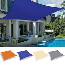 1 Set Large Rectangular Waterproof Sun Shade Canopy, 98% UV Protection, Suitable For Yard, Garden, Swimming Pool, Outdoor Camping, Including Installation Steel Cable - Multicolor - View 1