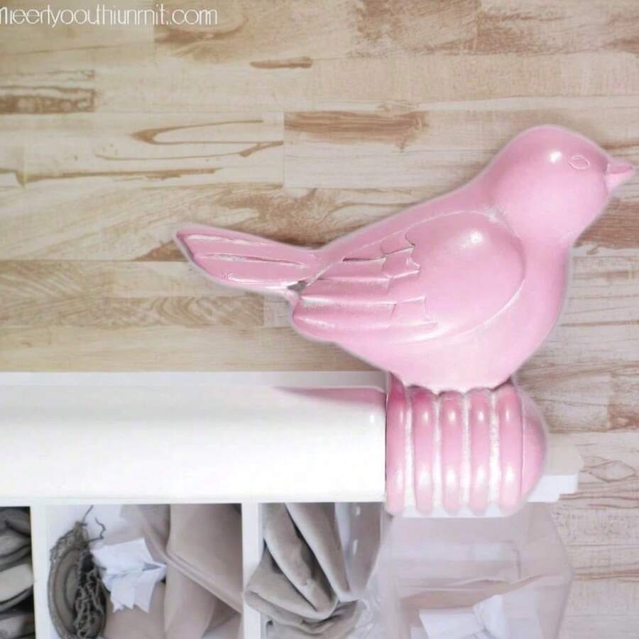 Stylish 3/4-Inch Bird-Themed Adjustable Window Curtain Rod Set, Durable Construction, Soft Pink With White Finish, Extends From 84 To 120 For Versatile Use - Multicolor - View 1