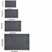 1pc 5'x8' Outdoor Rug For Patio , Waterproof Mat, Double-Sided Plastic Camping Rug, RV, Porch, Deck, Campers, Balcony, Backyard, Black And Gray - A - View 2