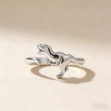 925 Silver Plated Jurassic Dinosaur Adjustable Ring, Cute Animal Theme Ring Suitable For Couples Daily Wear, Party Jewelry Gift - Ring - View 14