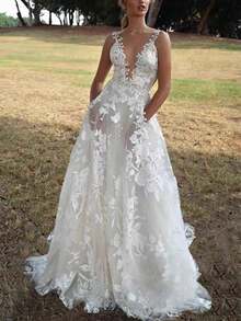 Dress Lace Wedding Dress Sexy White Suspender Bridesmaid Maxi Dress Valentine Outfits For Women Vestidos Elegantes De Mujer - trắng - Xem 1