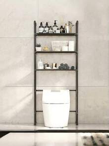 Over Toilet Storage Rack - 3-Tier Stainless Steel Bathroom Organizer With Adjustable Shelves, Waterproof Space-Saving Rack For Toilet Paper, Towels, Toiletries (No Drill Installation) - Black - View 2