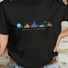 Meet Me At My Happy Place Sweatshirt, Family Vacation Shirt, Matching T-Shirt, Disneyland Sweatshirt, Vacay Shirt.Jpg - Black - View 8