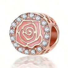 1pc Rose Gold Beaded Heart-Shaped Rose Bow Teddy Bear Pendant, Suitable For Handmade Bracelets, Necklaces, DIY Jewelry Making, Valentine's Day - Rose Gold - View 16