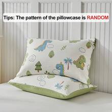 Bộ ga trải giường họa tiết khủng long xanh lá cây 2/3 món, bộ chăn ga gối bằng polyester hình hoạt hình dễ thương, phù hợp cho mọi mùa, mềm mại và thoáng khí, có thể giặt máy, quà tặng cho bé trai, bé gái, trẻ em (1 chăn + 1/2 vỏ gối, không kèm ruột chăn) - màu xanh lá - Xem 9