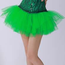 成人款五层薄纱蓬蓬裙，演出服派对蛋糕裙，可爱五层蓬蓬裙，适合圣诞节、角色扮演、派对等场合。 - 綠色 - 查看 6