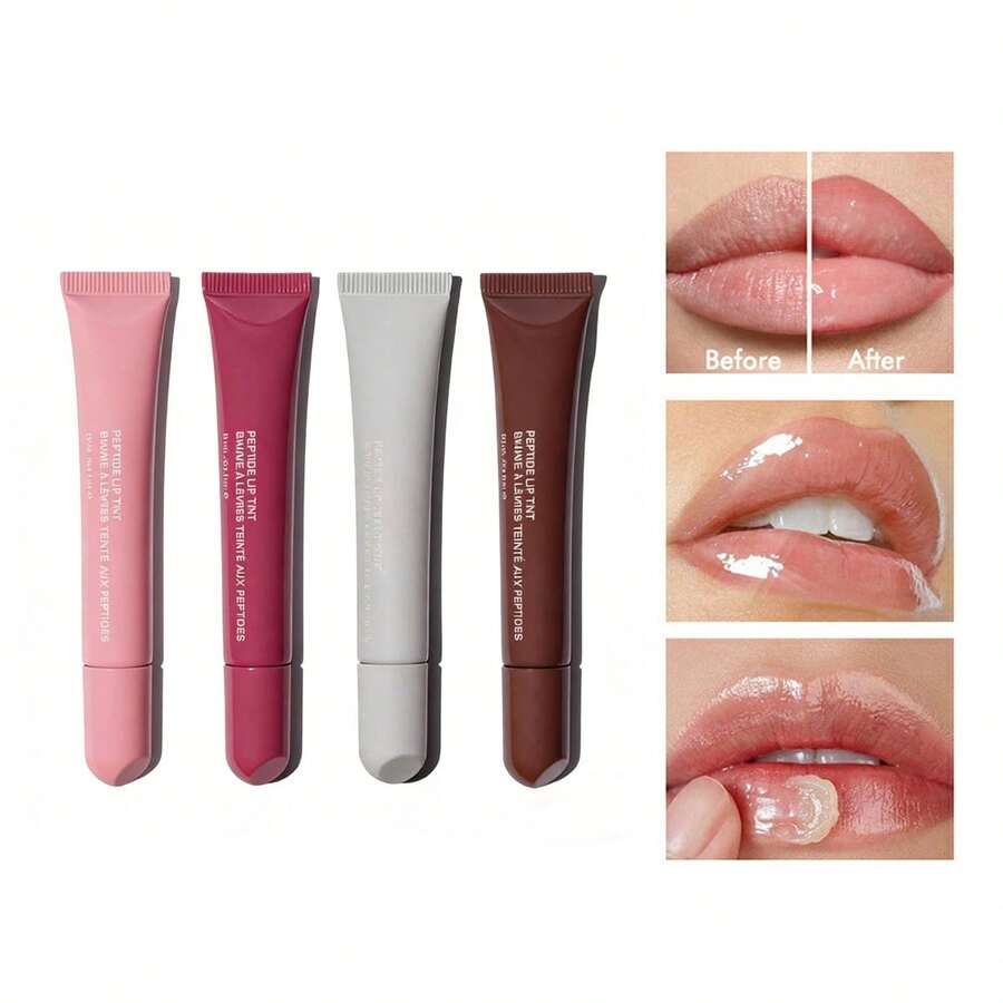 4 Color Lip Balm Set - Long-Lasting Moisturizing Liquid Gel, Coffee Raspberry Lip Care Essence, Valentine's Day Gift - Nhiều màu - Xem 1