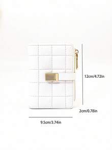 2026 New Spring/Summer Kids Wallet, Checkered Snap Closure Multi-Function Coin Purse Card Holder Zipper Pouch - Black and White - View 3