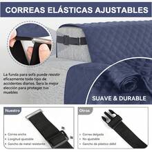 Juego de Fundas para Sofá Capitonado 3 Piezas – Protector Lavable Impermeable Antimanchas y Antidesgarros, Tejido Súper Suave con Correas Ajustables, Perfecto para Proteger Muebles en Sala, Departamento o AirBnB - Gris Azulado - Ver 6