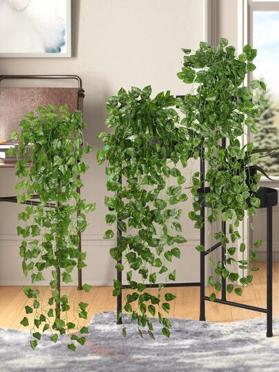 2pcs Artificial Rattan Woven Pieces Polyester Fiber Material Ivy, Peanut Leaf, Green Leaf Wedding Season Decorations Spring & Summer Decorations PE Material Green Decorations Rattan Woven Green Plant Hanging Ornaments Artificial Plants School Dormitory & Office Decorations Outdoor Party Events, Holiday & Birthday Party Decorations Home Entrance, Hotel Restaurant, Living Room, Bedroom, Wedding Banquet, Kitchen & Garden Decorations