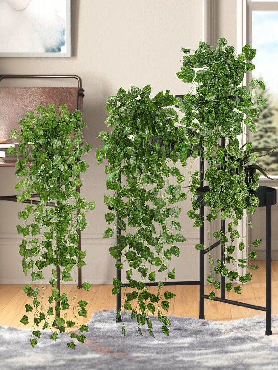2件装人造藤条编织装饰品,聚酯纤维材质,常春藤、花生叶、绿叶图案,适用于婚礼季、春夏装饰,PE材质,绿色装饰,藤条编织绿色植物吊饰,人造植物,适用于学校宿舍、办公室装饰,户外派对活动、节日和生日派对装饰,家居入口、酒店餐厅、客厅、卧室、婚宴、厨房和花园装饰。 - 綠色 - 查看 1