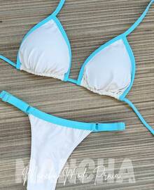 ✨Cotton Candy String Bikini In Polyamide – Comfort And Style ✨ - WHITE\RIBBON\BLUE - View 1