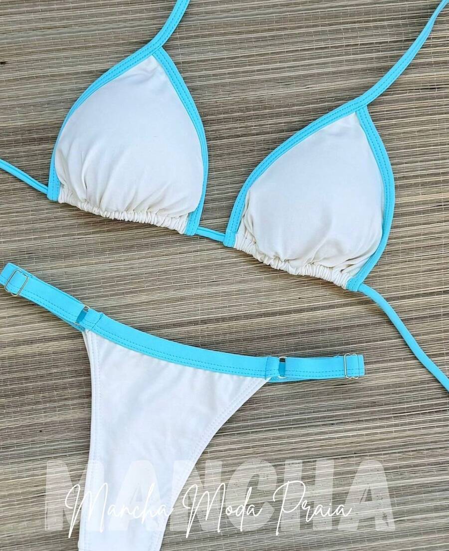 ✨Cotton Candy String Bikini In Polyamide – Comfort And Style ✨ - WHITE\RIBBON\BLUE - View 1