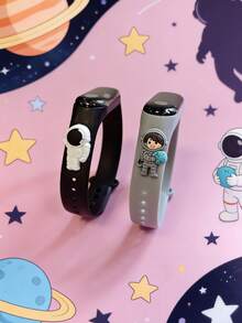 2pcs Kids' Space Series LED Digital Watch Bracelet, Displays Time, Date, Stopwatch, Suitable For Back To School, Birthday, Christmas Gifts - Multicolor - View 4