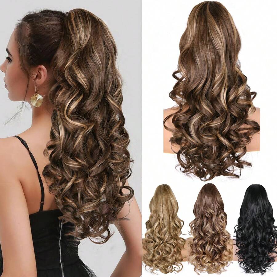 European And American Style Wavy Ponytail Clip-On Hair Extensions, Fluffy Invisible Big Curly Pear Blossom Wavy Ponytail - Multicolor - View 1