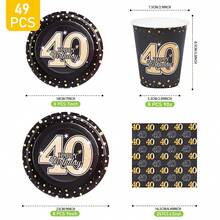 40th Birthday Gold Polka Dot Disposable Plates, Napkins, Cups - One Time Use Party Supplies Set, Serves 8 Guests, Suitable For Birthday, Wedding, Theme Party, Family Picnic - Multicolor - View 9