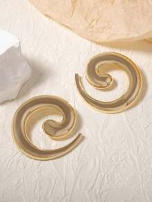 1对复古个性时尚简约金属几何螺旋蜗牛造型独特创意女士耳环 - 幾何螺旋 - 查看 7