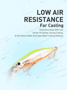 KINGDOM 1PC Slow Sinking Minnow Fishing Bait 55mm/70mm 7g/12g, Built-In Noise Ball, Low Air Resistance For Far Casting, Durable ABS Material, Freshwater Saltwater Trolling Lure - Multicolor - View 6