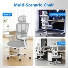 Ergonomic Gaming Chair With Liftable Lumbar Support And 3D Adjustable Armrests, Reclining Game Chair With Headrest And Swivel, Comfortable Office Desk Chair For Adults - Grey - View 7