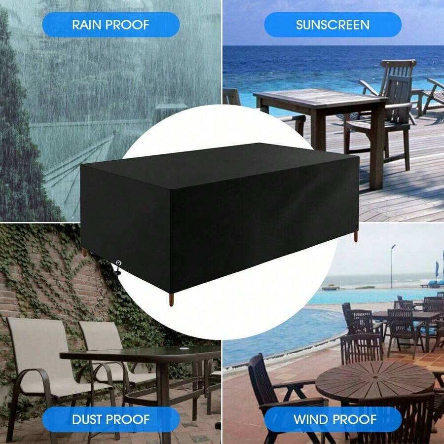 Waterproof Patio Furniture Cover Outdoor Garden Rattan Table Chair Cube Cover UK - Black - View 1
