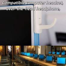 1pc Multi-Functional Black Headphone Hanger Hook, Compatible With Computer Headphones, Headsets, Can Be Installed On Monitor, Desktop PC, Wall, Also Suitable For Gaming Devices Storage. Compact And Sturdy, Stable Support, Space-Saving, Tidy Desktop Storage, Practical Gift, Ideal Accessory For E-Sports And Office Desk Organization. - Black - View 6