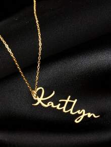 1PC Custom Vertical Name Necklace, Women's Stainless Steel Personalized Font Pendant, Daily Party Dual-Purpose, Women's Necklace, Custom Name Necklace, Simple Pop Jewelry, Simple Birthday Anniversary Gift, Spring Festival Exclusive Custom Necklace, Valentine's Day Gift, Ramadan Gift, Valentine's Day Gift For Mom - Multicolor - View 3