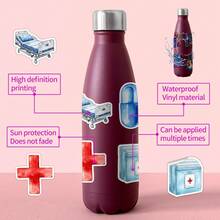 50张医疗主题贴纸，美观实用，可用于剪贴簿、日记本、笔记本电脑、保险杠、滑板、水瓶、电脑、手机、贺卡、相册、家具等装饰。 - 彩色 - 查看 7