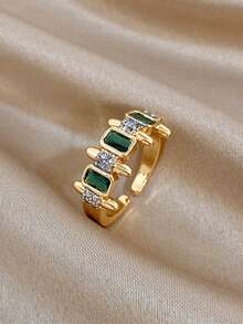 18K镀金防褪色复古奢华宝石戒指套装，可调节指环，女士饰品，妈妈礼物，情人节、派对、晚宴、日常、约会、母亲节、新年、婚礼、海滩、圣诞节、周年纪念日、波西米亚风珠宝、生日伴娘礼物、高贵优雅配饰套装 - 彩色 - 查看 8