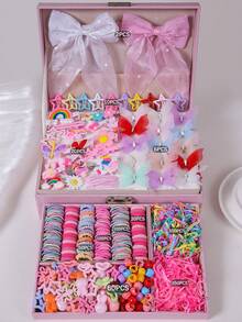 20pcs/Pack Girls' Candy, Star, Flower, Animal, Heart, Rainbow Hair Clips, Cute Side Bangs Clips, Minimalist Bangs Clips, Ponytail Holders, Elastic Hair Ties, Versatile Hair Accessories, Suitable For Daily Use, Gift - Multicolor - View 9