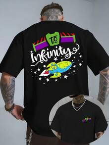 Authorized Disney Toy Story Buzz Lightyear Rocket Star Printed Men's T-Shirts, T-Shirts For Leisure And Comfort, Breathable And Light, Fashionable Street Clothes, Men's Casual Shirts. - Black - View 1