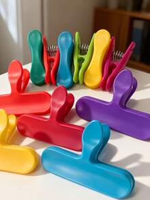 8 piezas Clip de colores de macarrón para sellar alimentos, pinzas de ropa, clip de almacenamiento de alimentos resistente, clip reutilizable para bolsas de aperitivos, clip multiusos portátil para sellar alimentos, clip para bolsas de plástico, clip de dibujos animados con asa, a prueba de humedad y polvo, para bolsas de pan, bolsas de aperitivos, bolsas de alimentos, bolsas de plástico, té, leche en polvo, ayudante de almacenamiento, adecuado para el hogar - Multicolor - Ver 8