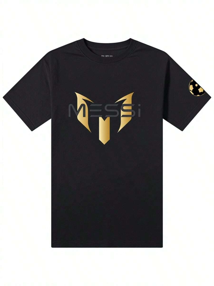 Valentines Day Outfit 2026 Summer New Messis Barcelona Argentina Men's Commemorative Edition Pure Cotton Short-Sleeved T-Shirt_2 - Đen và trắng - Xem 1