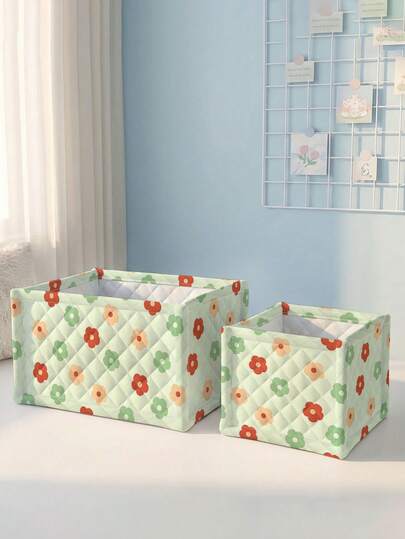 Printed Desktop Storage Basket, Desktop Organizer Basket, Makeup Brush & Skincare Storage Basket, Desktop Decor, Cosmetic Storage Box, Portable Picnic Basket, Gift