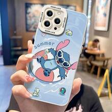 Official Disney Lilo & Stitch Cute Phone Case: Summer Pool Stitch Print With Sunglasses, Float Ring & Rubber Duck Accents, "Summer" Text & "GOOD LUCK" Detail, Shockproof Protective Cover With Reinforced Camera Protection For IPhone 17, 16, 15, 14, 13, 12, And 11 Pro Models, With Shockproof Protection. Perfect As A Gift For Friends, Family, Birthdays, Summer Vacations, And Festive Occasions. - 黑色 - 查看 5
