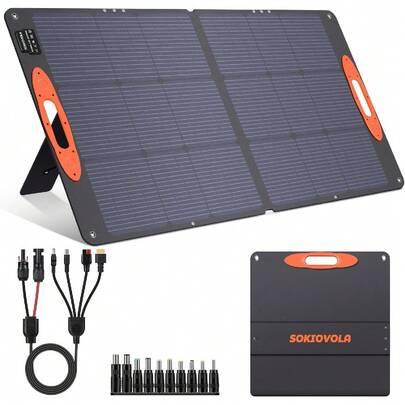 Panel Solar Portátil 110W 16BB IP68 Impermeable, 25% Eficiencia, para Estaciones de Energía Camping RV Copa Mundial 2026