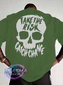 Comfortable Basic T-Shirt For Everyday Wear Skull Art Streetwear Urban Culture Street Fashion Street Graffiti Skater Shirt Blouse Unisex Men's Women's 100% Cotton Top Premium Streetwear New Release Immediate Shipping Various Colors!! Plus Size - 軍綠色 - 查看 3