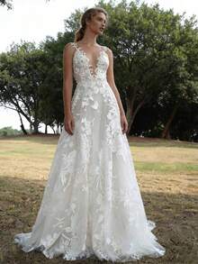 Dress Lace Wedding Dress Sexy White Suspender Bridesmaid Maxi Dress Valentine Outfits For Women Vestidos Elegantes De Mujer - trắng - Xem 2