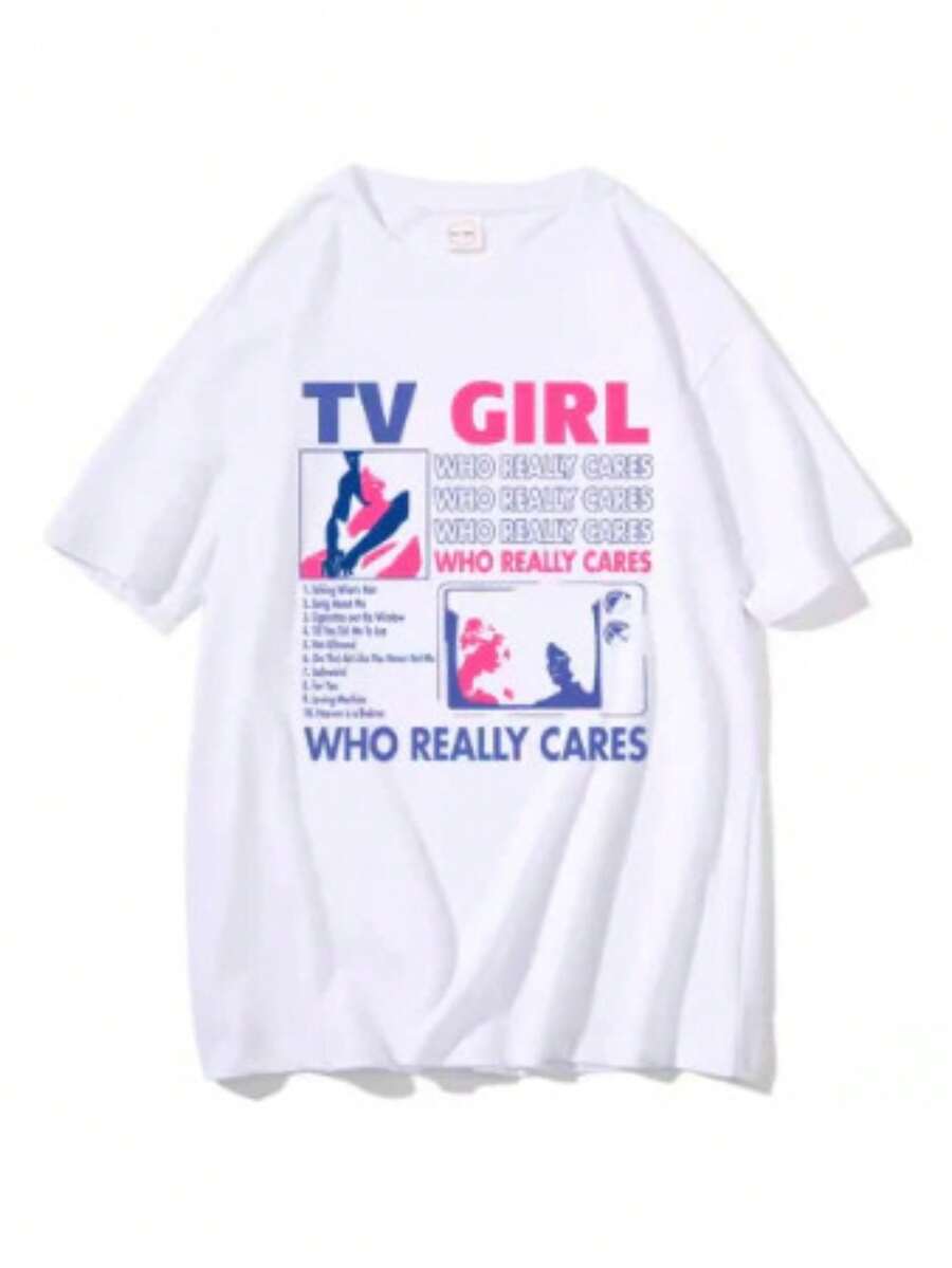 TV Girl Who Lie Cares T-Shirt - Adult/Children's - New Release - Premium Cotton T-Shirt - Immediate Shipping - 白色 - 查看 1