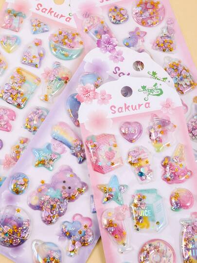 Cute 3D Stickers - Cartoon Animal Camera Phone Stickers, Funny Shiny, Reusable, Great For Decorating Scrapbooks, Planners, Diaries, Notebooks, Laptops, Phone Cases