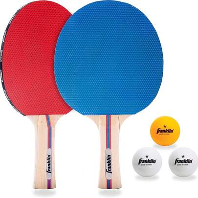 Franklin Sports 2-Player Ping Pong Starter Kit With Balls, Engineered Wood Paddles, No Assembly Required