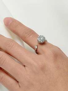 1 Chiếc nhẫn giảm lo âu vui nhộn - Xoay được để giảm căng thẳng, kích thước có thể điều chỉnh, thiết kế hở, đính đá Cubic Zirconia, thích hợp cho phụ nữ đeo hàng ngày. - Bạc - Xem 8