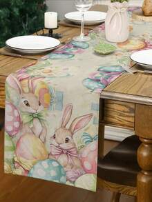 1 pezzo Runner da tavolo con motivo coniglietto di Pasqua, runner da tavolo con motivo uova di Pasqua, decorazione casa di Pasqua, 1 pezzo runner da tavolo, 4 pezzi sottopiatti, 1 pezzo federa, 3 prodotti disponibili, decorazioni per la casa per interni/esterni, forniture per feste, decorazione per la stanza. Adatto per decorazione casa e cucina di Pasqua e decorazione per eventi e feste. - Multicolore - Visualizzare 3