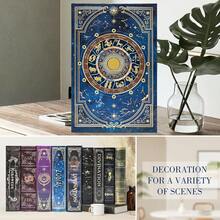 Decorative Book Box With Lid Vintage Fake Book Storage, Handmade Canvas With Gold Foil, Holder Elegant Home Office Decor Large Size Box - L/ZODIAC - 查看 8