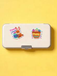 6/12/24pc Customized Easter Stickers(6 Style), Personalized Text Easter Stickers,Cute Egg Bunny Easter Label Stickers, Easter Stickers,Easter Party Stickers, Happy Easter Sticker,Stickers Customizable - Multicolor - View 3