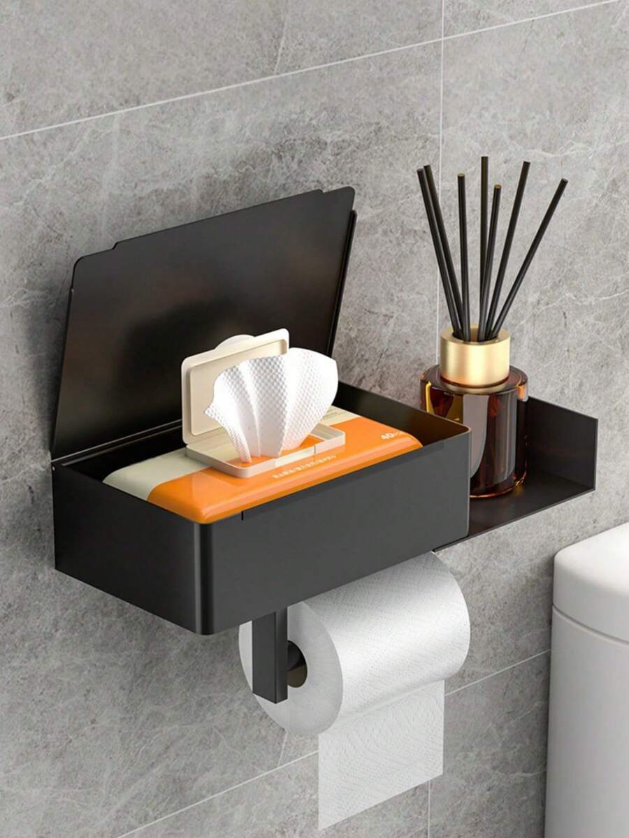 Caja y estante para pañuelos - Negro - Ver 1
