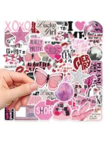 50pcs Pink Y2K Style Stickers, Y2K Aesthetic Stickers, Y2K Gifts, Retro Stickers, 90s Stickers, Waterproof Vinyl Stickers For Envelopes, Water Bottles, Computers, Laptops, Phones, Luggage, Notebooks, Fridges And More - Multicolor - View 8