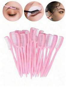 25pcs Pink Eyelash Comb, Mini Eyelash Comb Eyebrow Brush Bangs Brush, Compact Portable Eyelash Brush. Multi-Functional Brush Eyelash Comb Eye Makeup Tools - Multicolor - View 1
