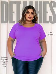 Plus Size Blouse In Lightweight, Comfortable Dry Fit Fabric For Workouts, Fitness, And Casual Sportswear - 紫色 - 查看 2